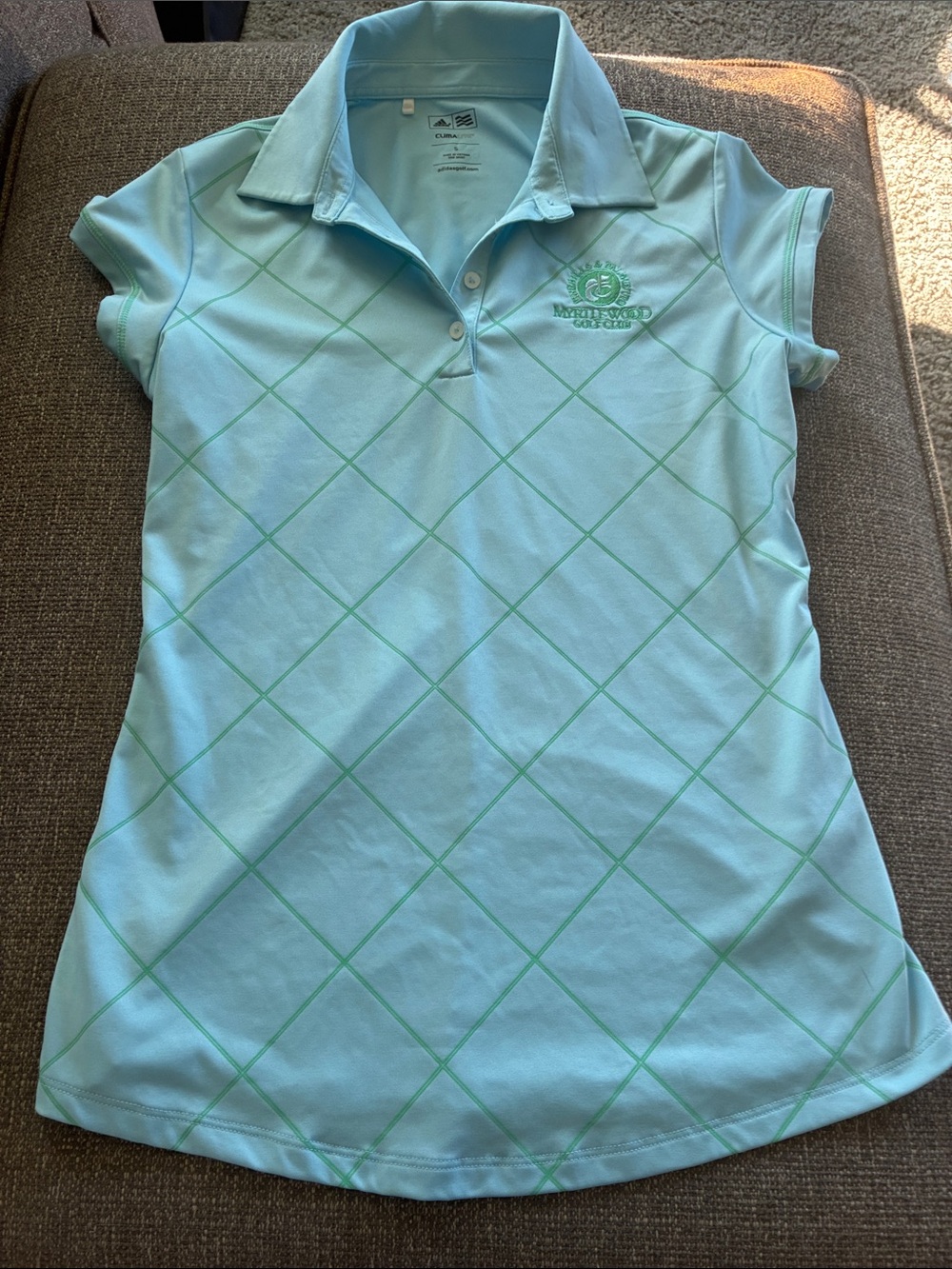 adidas Women’s Light Blue Polo with Mint Argyle Lines